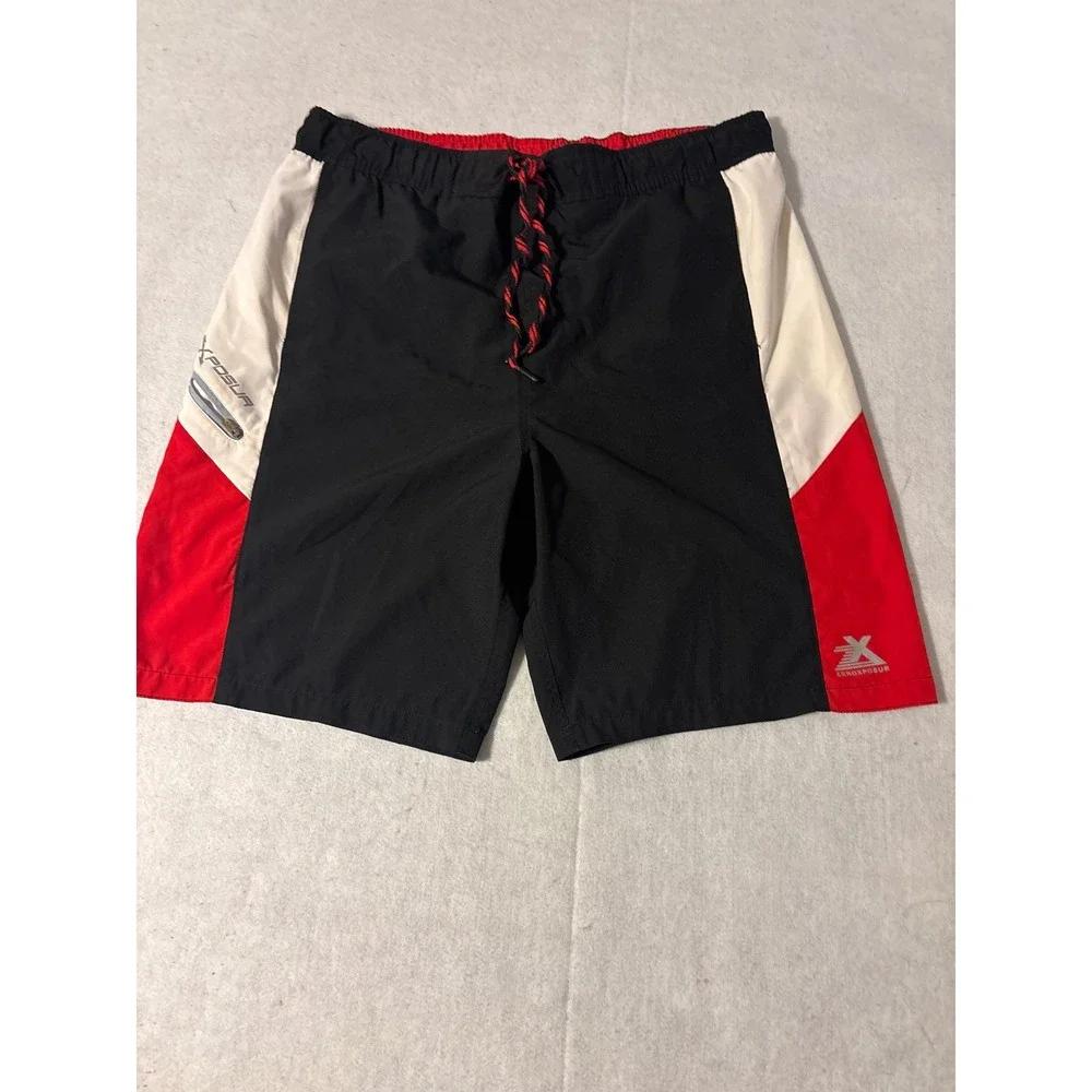 ZeroXposur Board Shorts Mens Large Black Red White Colorblock Swim‎ Trunks